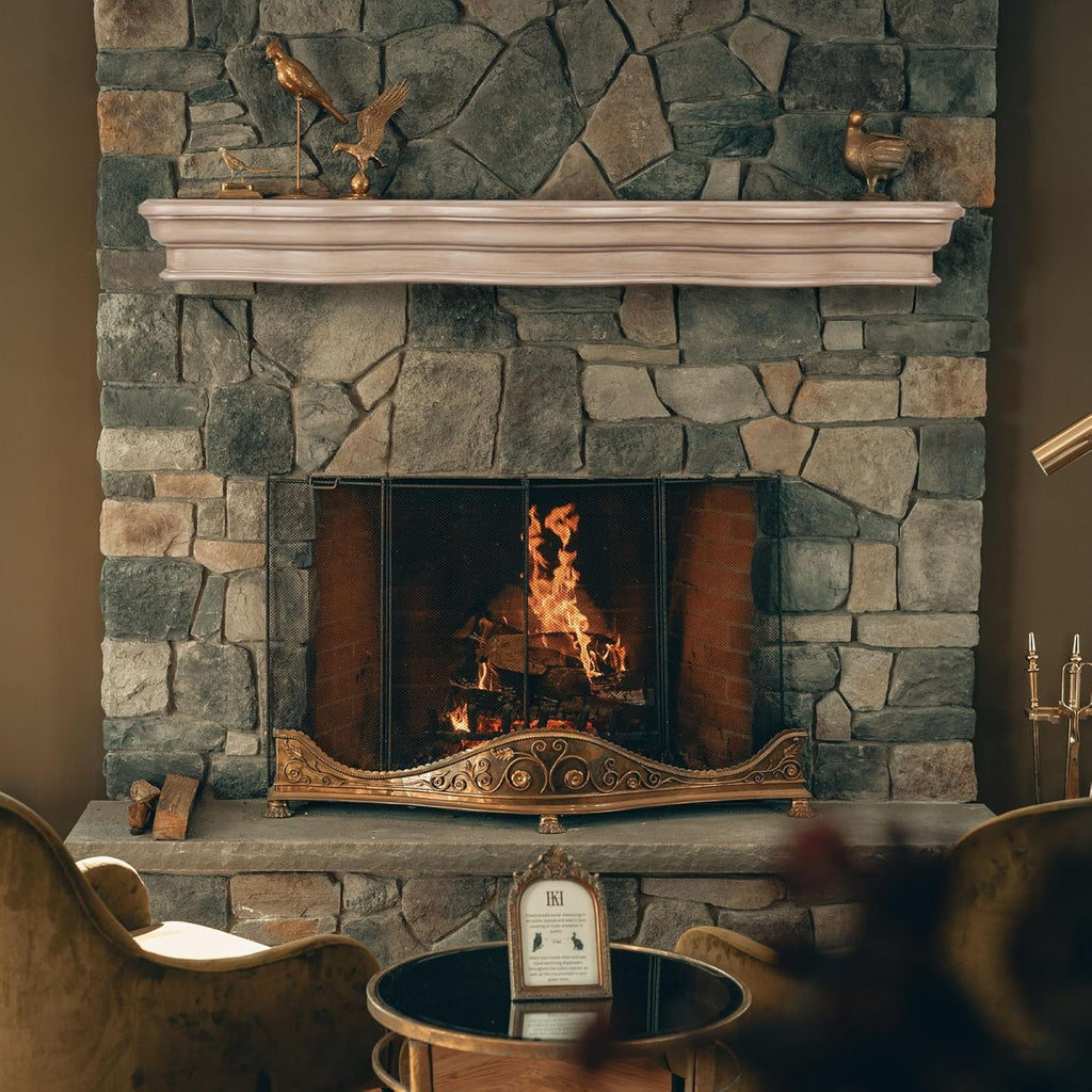 Solid Rustic Wood Floating Mantel Shelves (60in, Grey) K6525