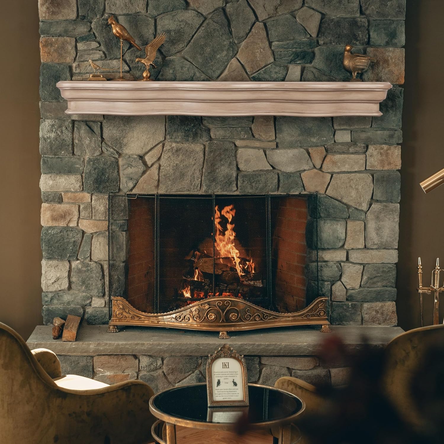 Solid Rustic Wood Floating Mantel Shelves (60in, Grey) K6525