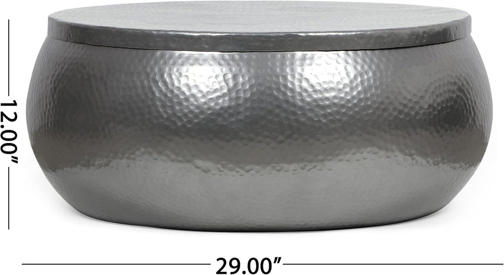 29" Solid Aluminum Round Drum Coffee Table S46041