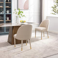 Beige Velvet Set of 2 Dining Chairs with Solid Wood Legs L33831