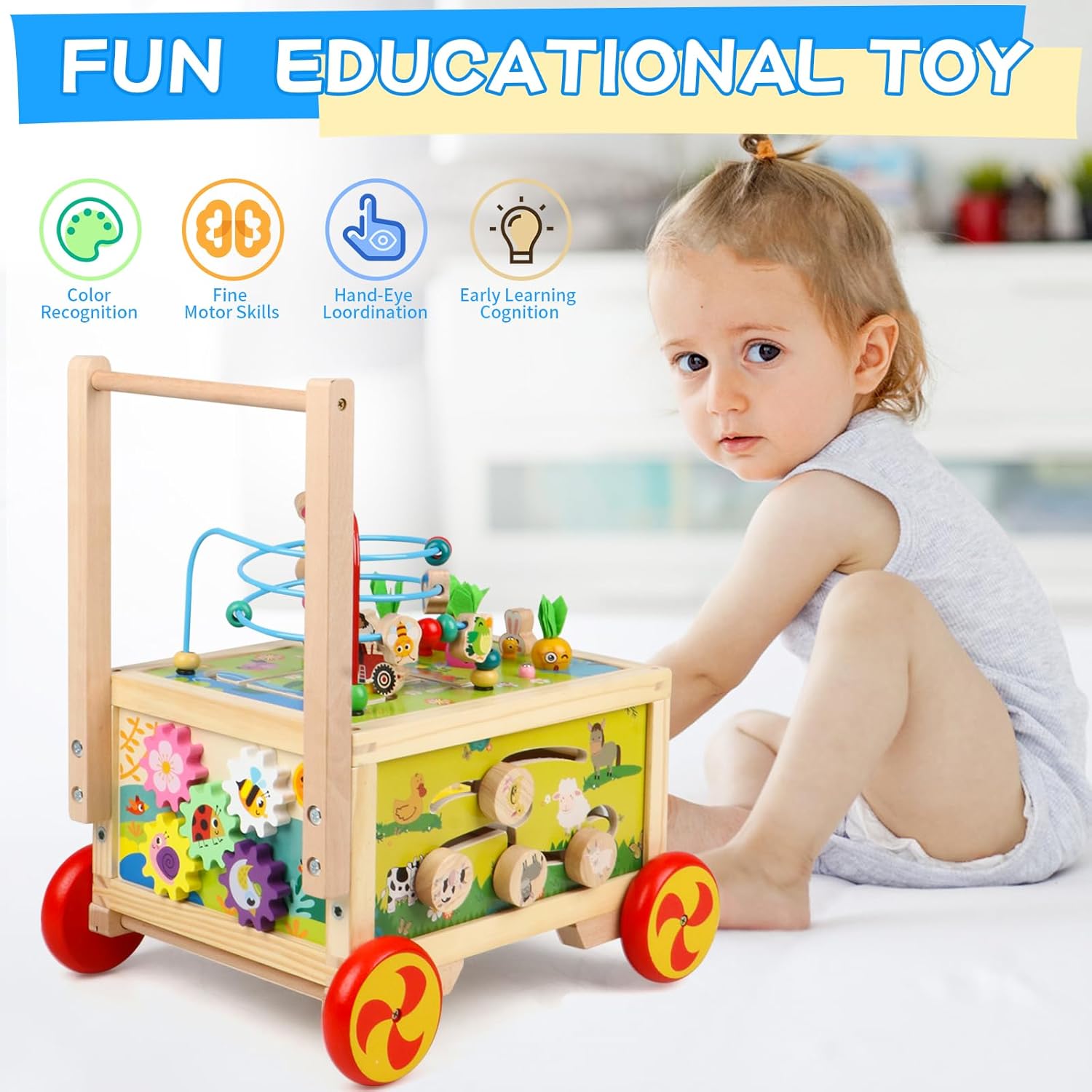 Wooden Activity Cube 7-in-1 Montessori Educational Toy A325