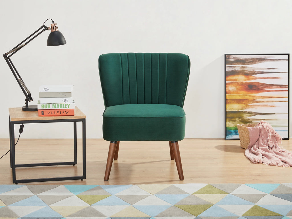 Green Velvet Armless Chair Q6490