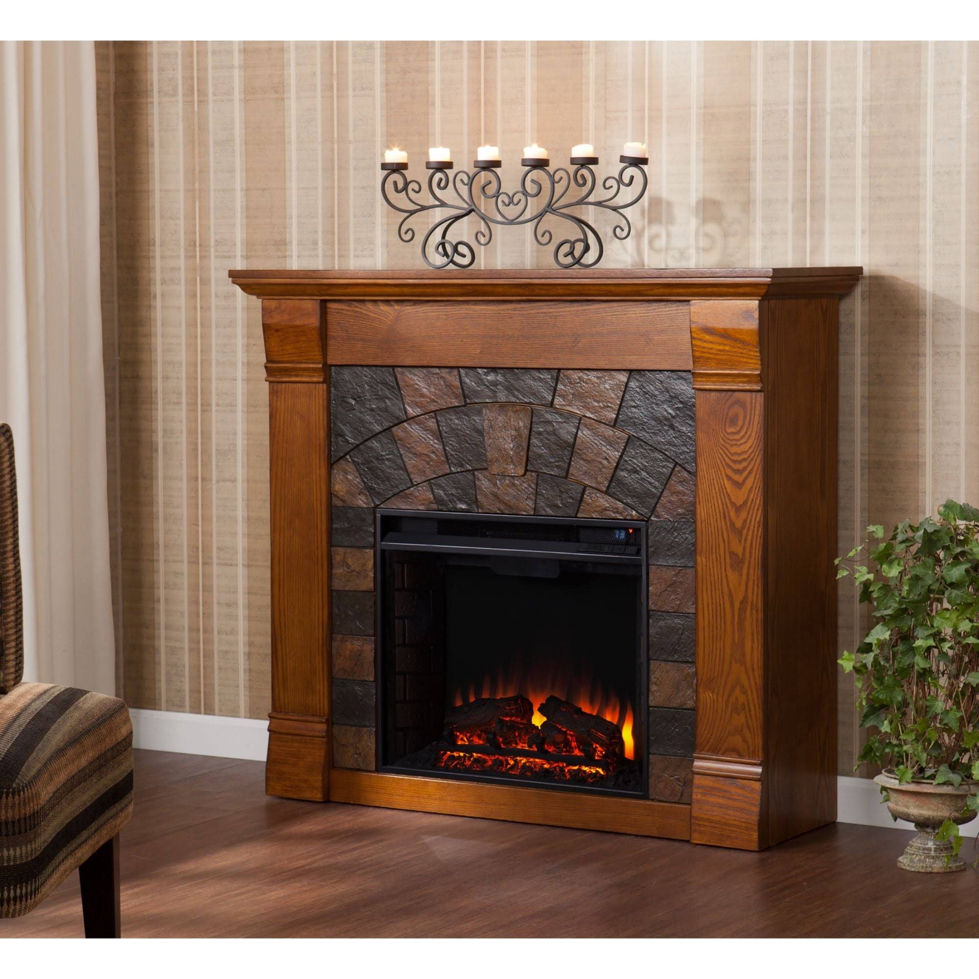 Salem Antique Oak Electric Fireplace M4796