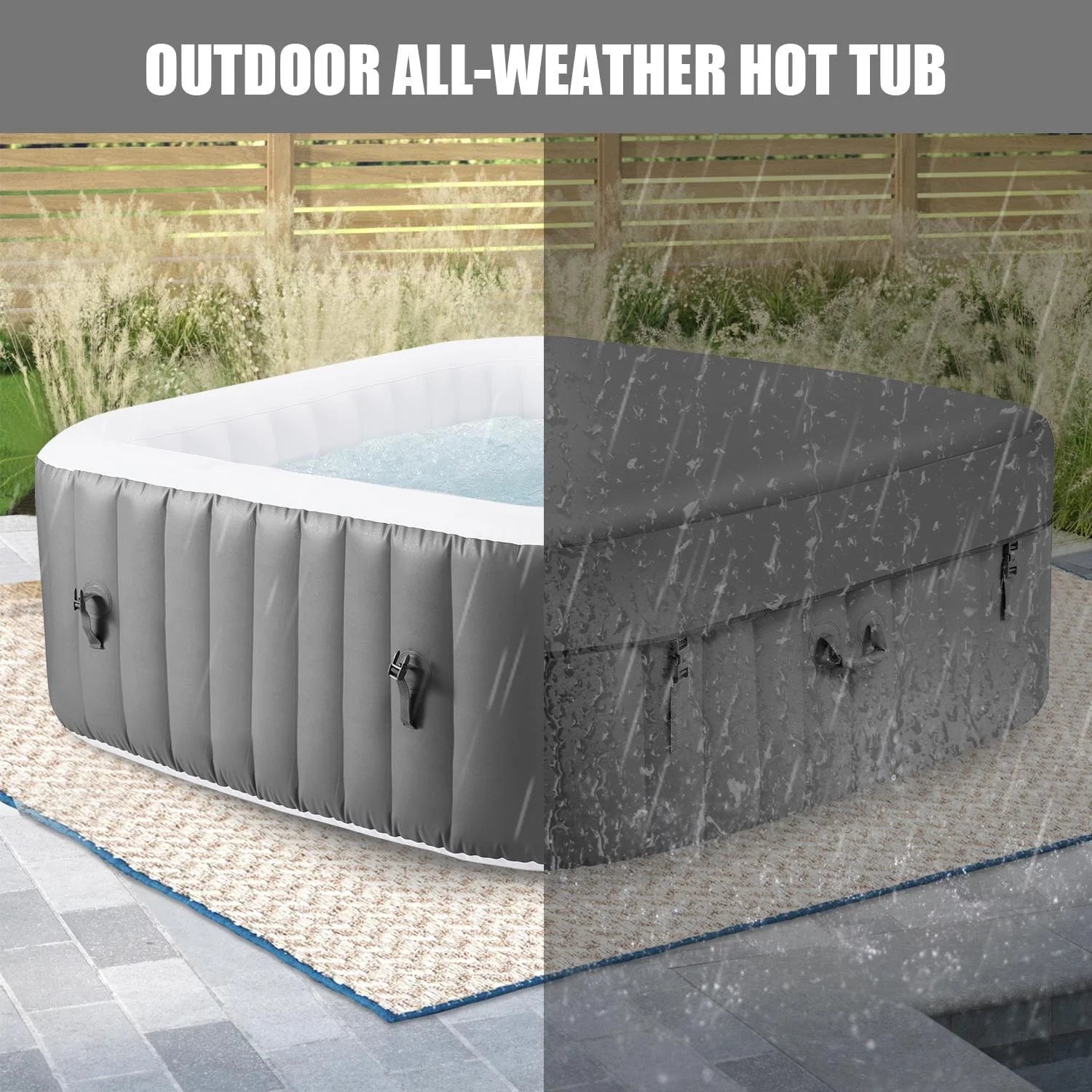 Inflatable Hot Tub with Lockable Cover Z90418