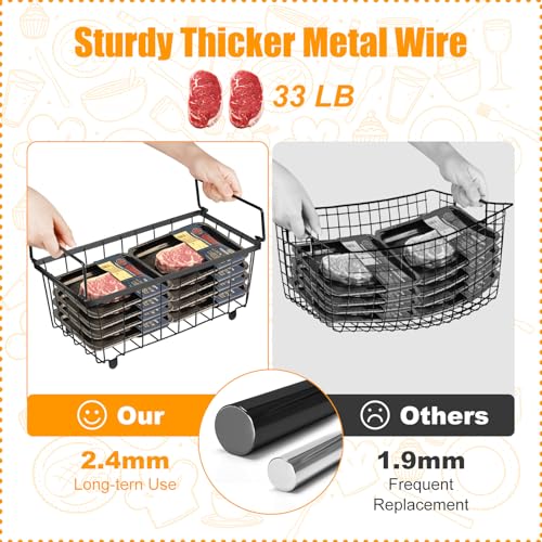 6 Pack Stackable Freezer Organizer Bins with Handles, Black A31204