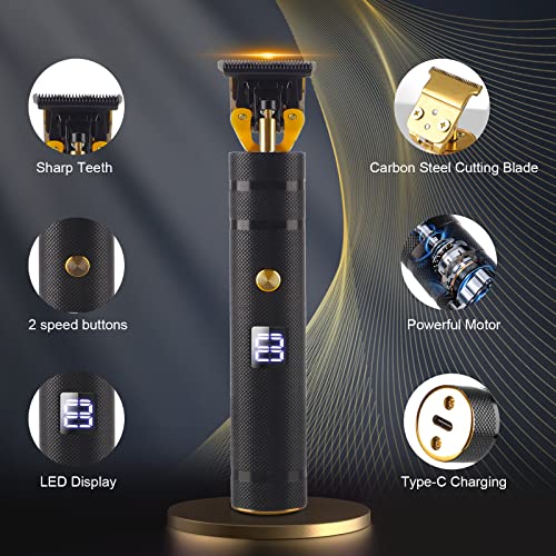 Black Cordless Hair Trimmer T-Blade Grooming Kit with Guide Combs N568822