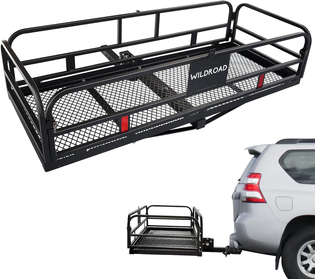 Hitch Mount Cargo Carrier Basket 500 LBS Folding 60" x 25.6" x 13.8" Fits 2" Receiver X345187