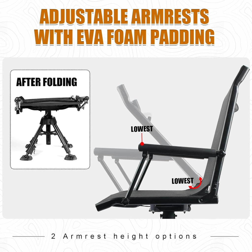 Folding Hunting Blind Chair with 360 Degree Swivel and Adjustable Height B8586