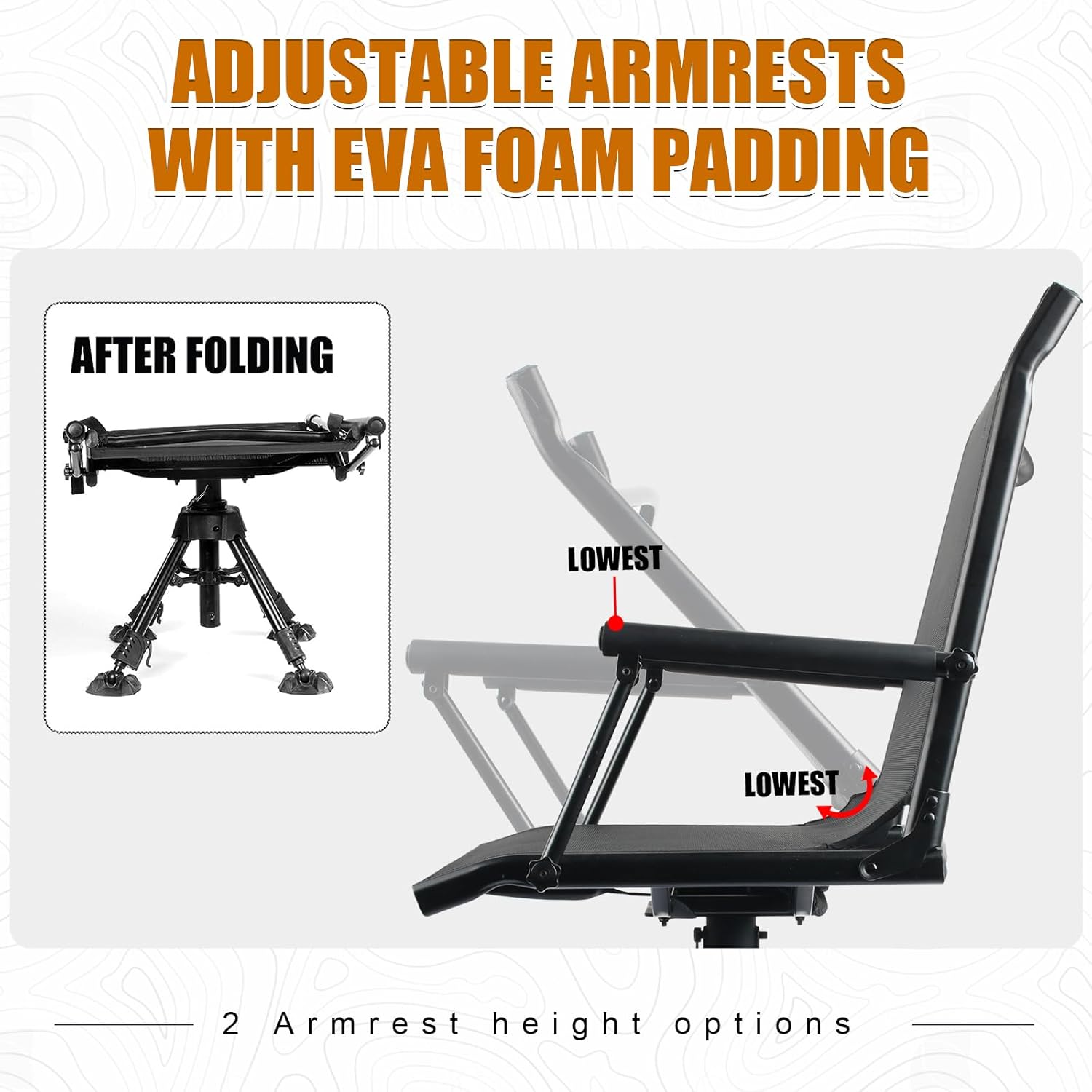 Folding Hunting Blind Chair with 360 Degree Swivel and Adjustable Height B8586