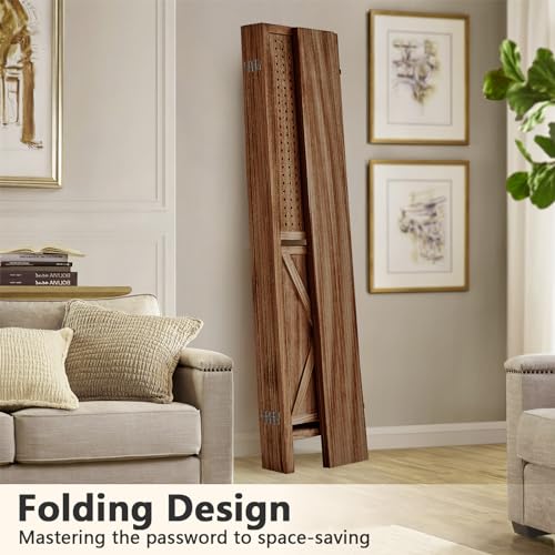 Brown Wooden Pegboard Room Divider with 16 Hooks B557