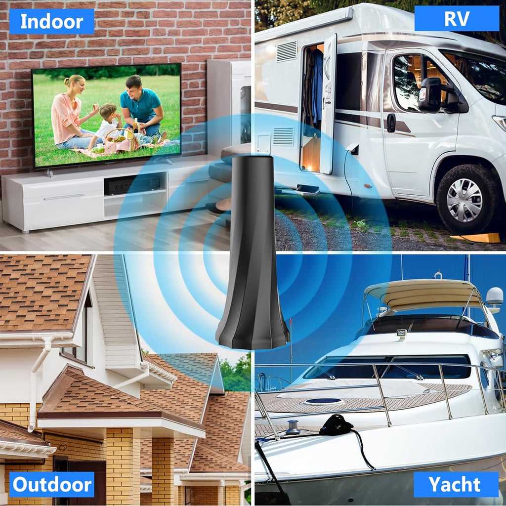 Indoor TV Antenna with Amplifier Signal Booster and 25ft Coaxial Cable D8958