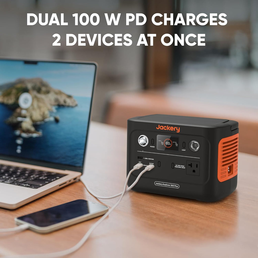 Portable Power Station with 40W Solar Panel, 288Wh LiFePO4 Battery, 300W AC Outlet O3224