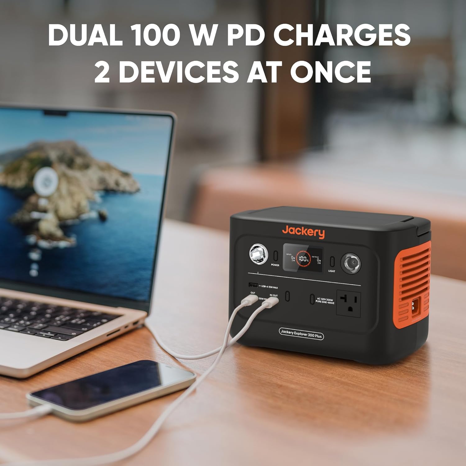 Portable Power Station with 40W Solar Panel, 288Wh LiFePO4 Battery, 300W AC Outlet O3224