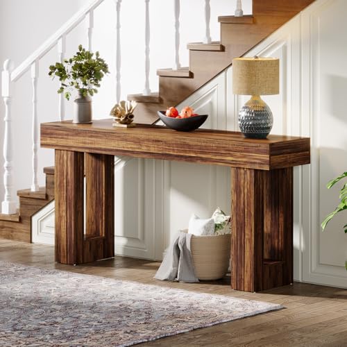 63-Inch Long Console Table, Rustic Brown Wooden Sofa Table V34960