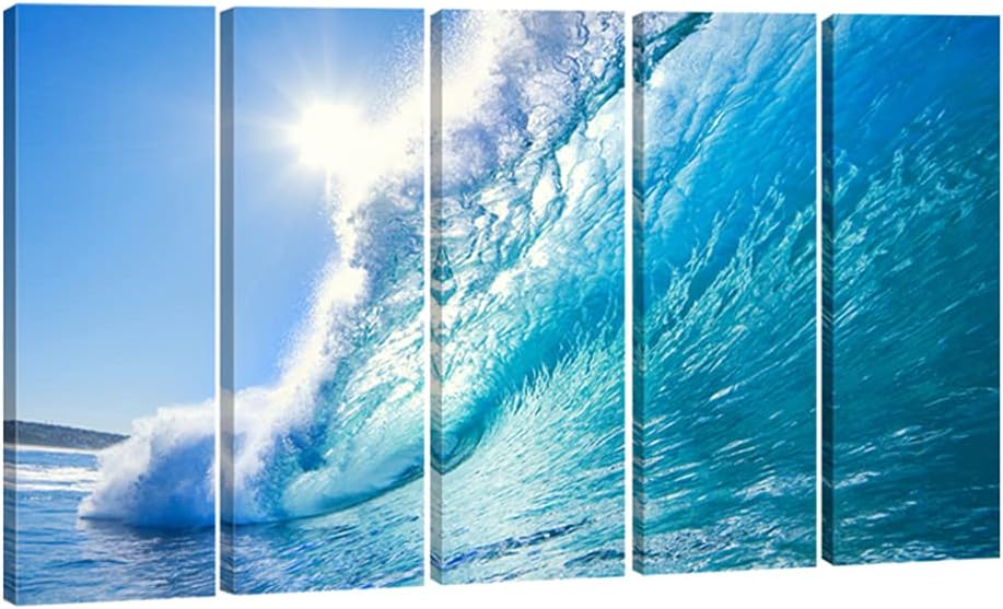 5 Piece Framed Giclee Canvas Prints Seascape Artwork W900762