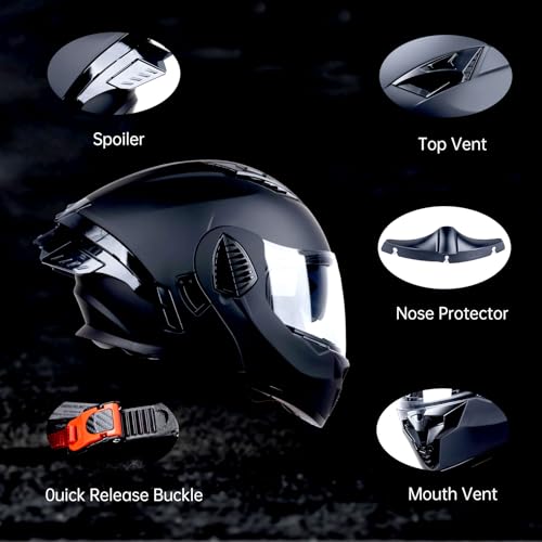 Matt Black X-Large Full Face Modular Motorcycle Helmet Y3262