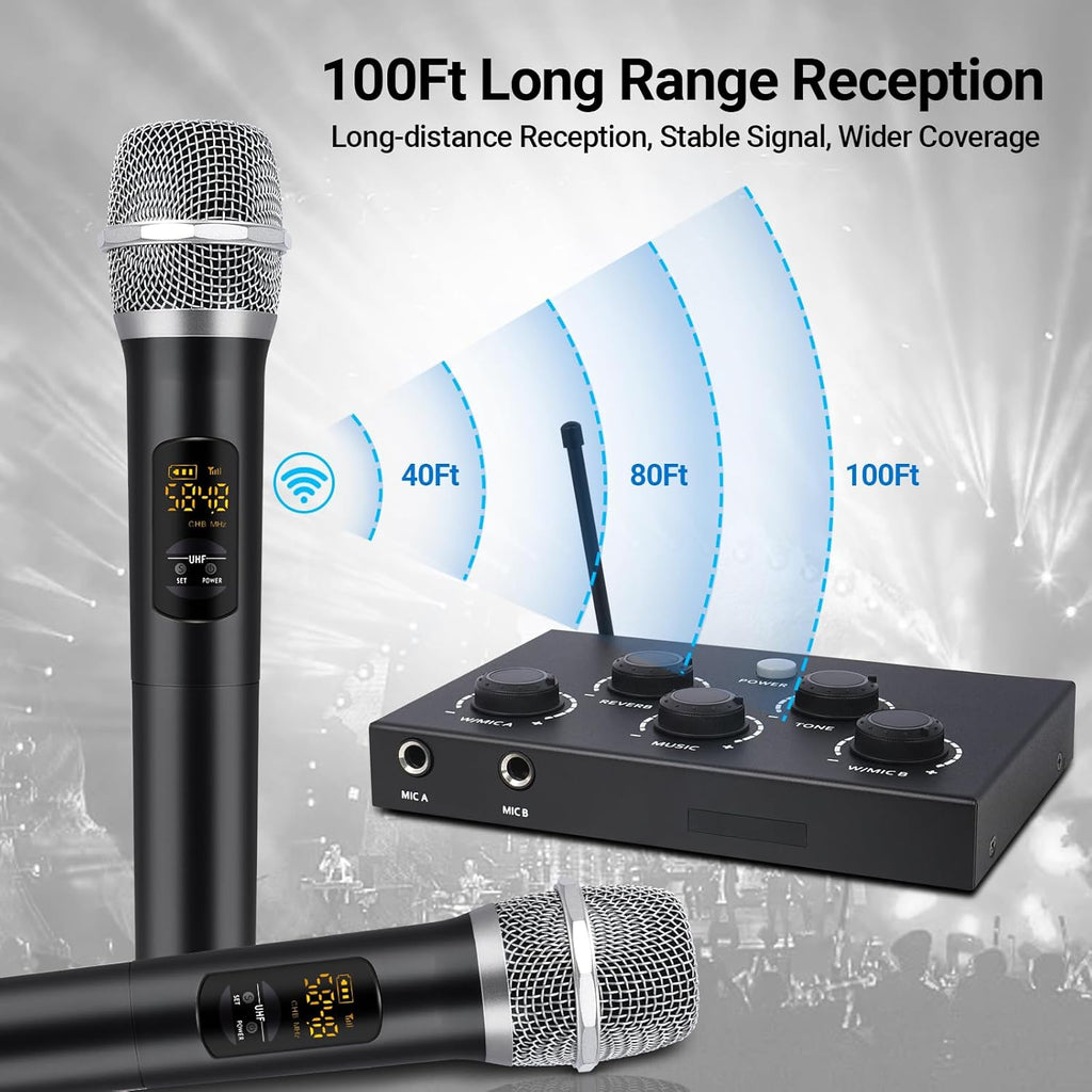 Wireless Karaoke Microphone System with 16 Channels UHF Microphone A5774
