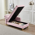 Pink Velvet Chaise Lounge Sofa Bed with Storage A85732