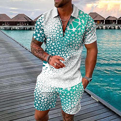 Mens Printed Short Sleeve 2 Piece Outfits Sets W632550