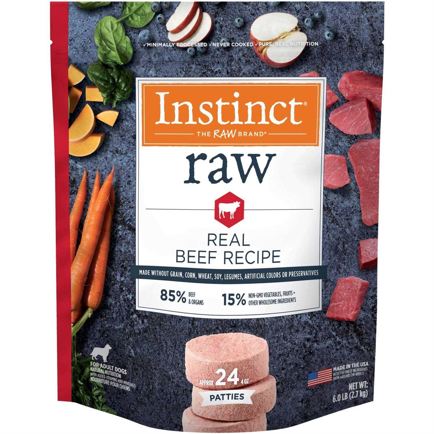 Frozen Raw Patties Grain Free Real Beef Recipe Dog Food X3700