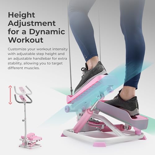 2-in-1 Smart Stepper Machine with Handlebar and Resistance Bands F785