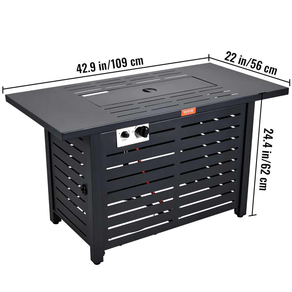 43" Outdoor Propane Gas Fire Pit Table with Glass Tabletop & lid S293104