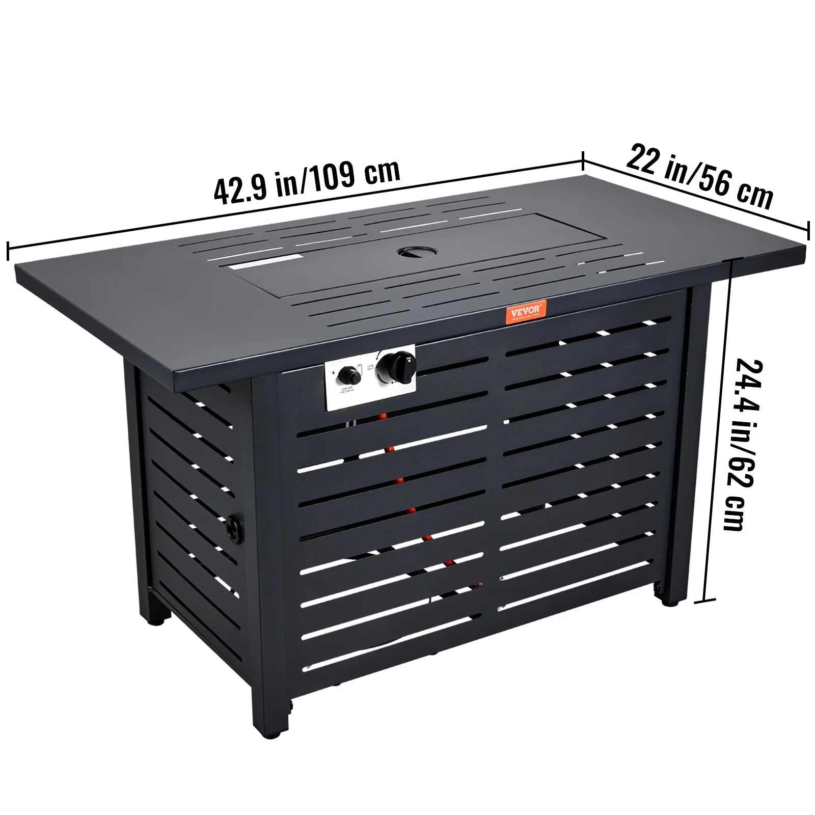 43" Outdoor Propane Gas Fire Pit Table with Glass Tabletop & lid S293104