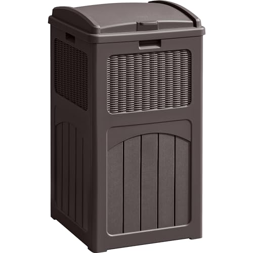 33 Gallon Dark Brown Outdoor Trash Can with Lid G474178