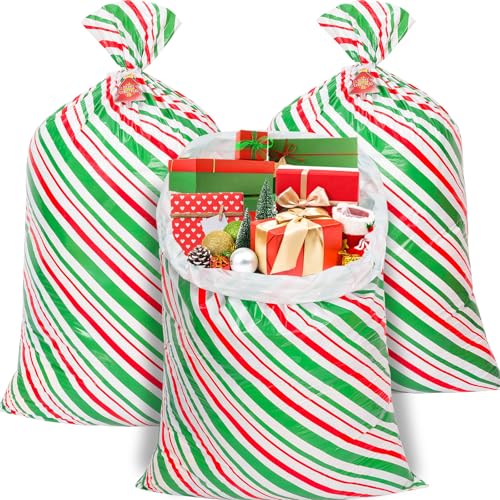 Large Christmas Gift Bags, Set of 4 44"x36" Jumbo Plastic Drawstring Gift Bags Z67514