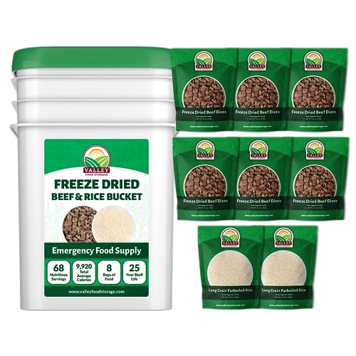 Premium Protein Bucket Freeze Dried Meat & Dairy 1,052g Protein Non-GMO Emergency Food Supply 25 Year Shelf Life S917297