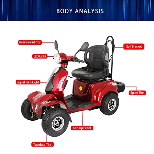 Heavy Duty 4-Wheel Electric Mobility Scooter with Adjustable Seat W8596