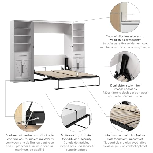 Pure White Oak Full Murphy Bed with Closet Organizers Y95634