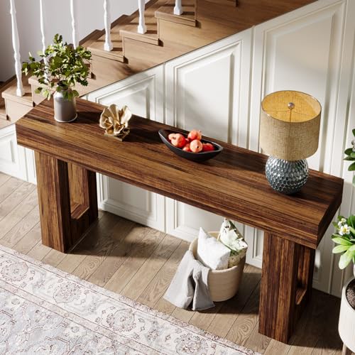 63-Inch Long Console Table, Rustic Brown Wooden Sofa Table V34960