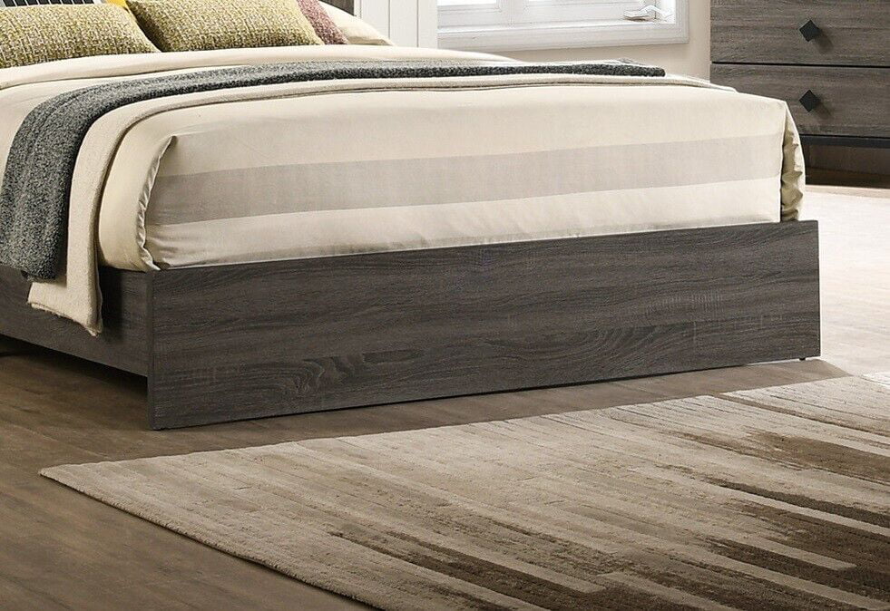 Gray Queen Size Wooden Bedframe with 2 Nightstands 3pc Furniture Set I343996