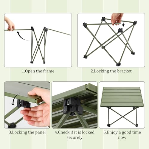 2 Pcs Portable Folding Aluminum Camping Table with Carry Bag (Black) F864