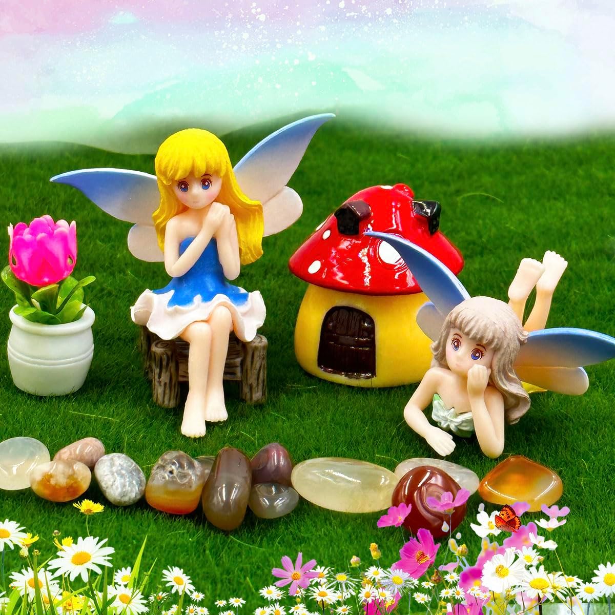 4Pcs Resin Mini Fairy Figurines L861283