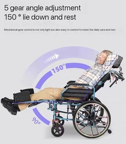 Reclining High Back Manual Wheelchair with Adjustable Leg Rest and Reversible Foot Pedal S35468
