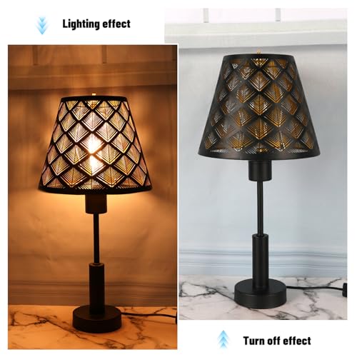 Metal Small Lamp Shade Etched Arrows 5" Top X 9" Bottom X 7" High Black Outside Gold Inside P557