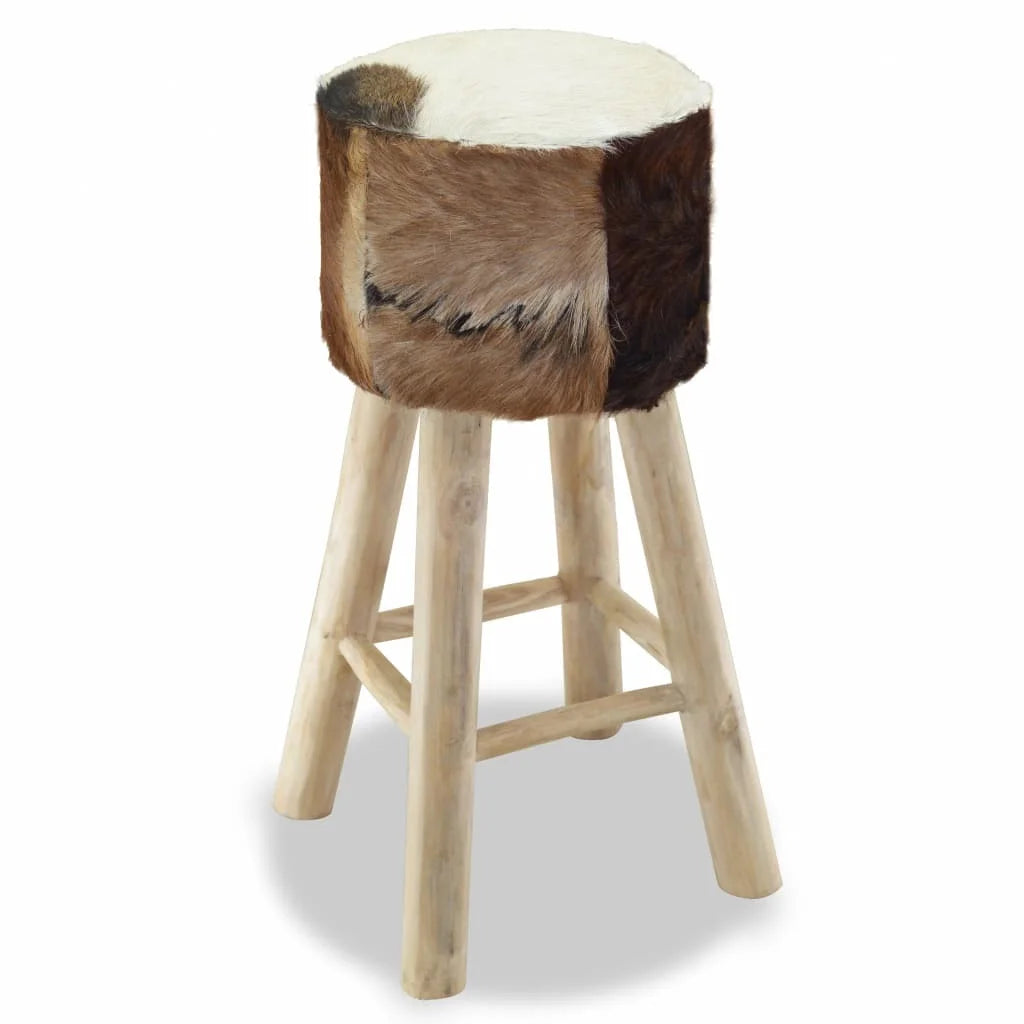 Real Leather and Solid Teak Wood Bar Stool M541299