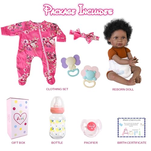 22" Black Reborn Baby Doll with Cloth Body Z331369