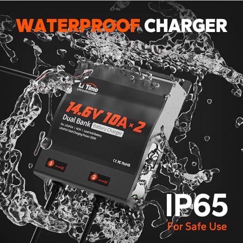 2-Bank 10A Dual Smart Battery Charger 14.6V LiFePO4 AC-DC Charger with LED Indicator E742
