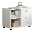 White 3 Drawer Wood Mobile File Cabinet with Open Storage Shelves D584441