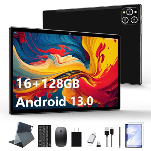 Android 13 Tablet 10 Inch 128GB ROM 16GB RAM 2 In 1 with Keyboard Octa-Core 13MP Camera FHD IPS Display A388
