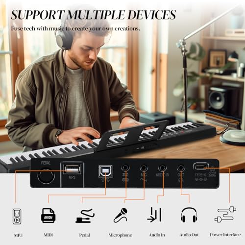 88 Keys Weighted Digital Piano with Stand, Bag, Pedal, Headphones R2422