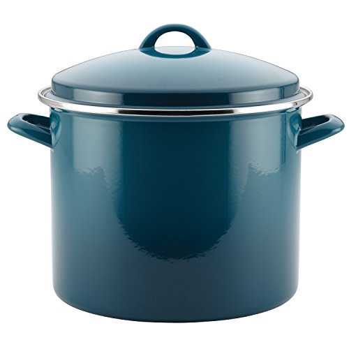12 Quart Marine Blue Enamel on Steel Stock Pot with Lid S47757
