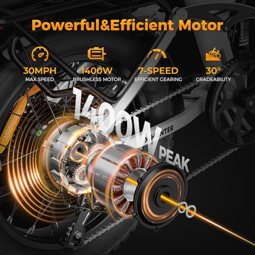 1400W Peak Motor 30MPH Max Speed 624WH Removable Battery Full Suspension 20 * 4.0 Fat Tire Foldable Ebike O832