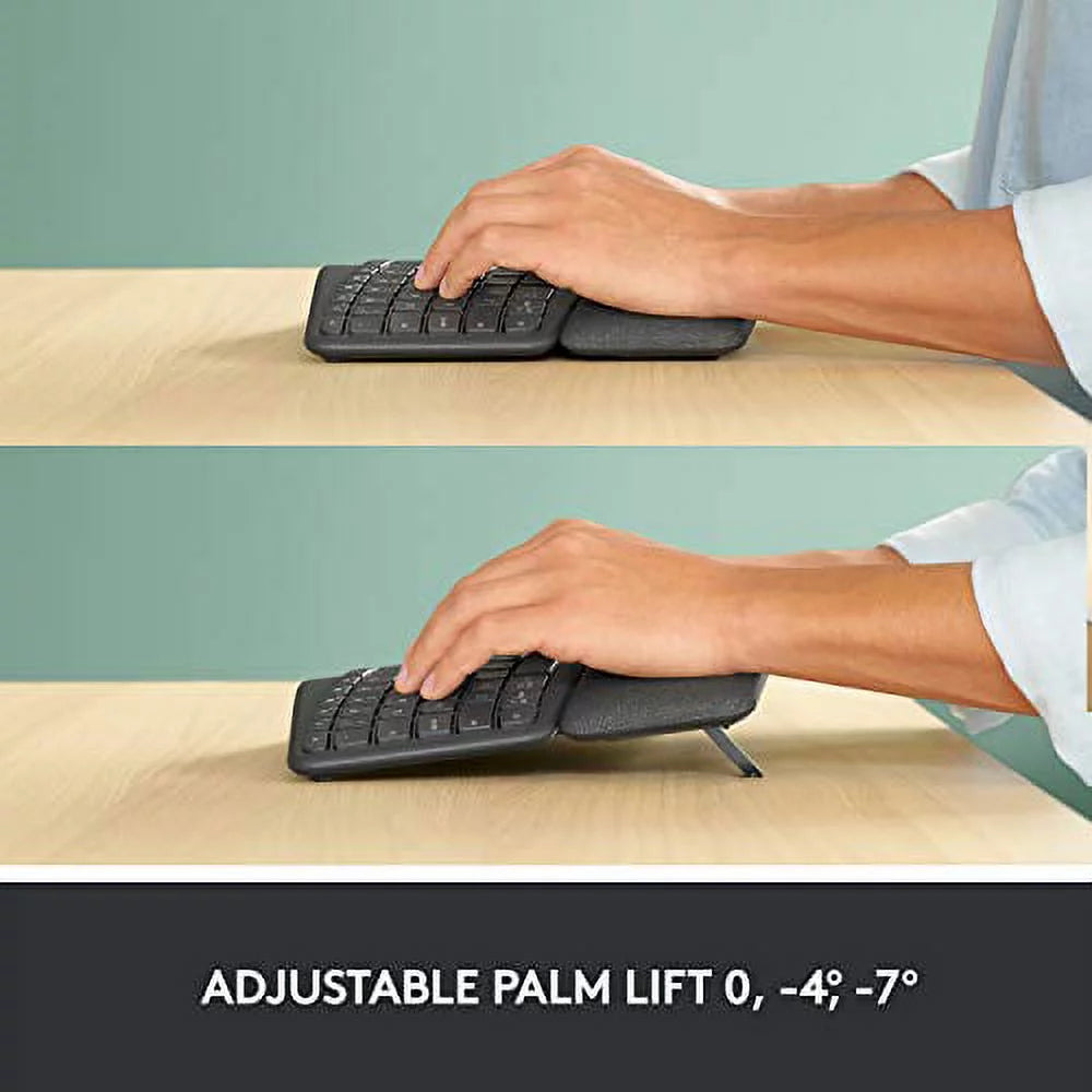 Wireless Ergonomic Keyboard with Wrist Rest A86692