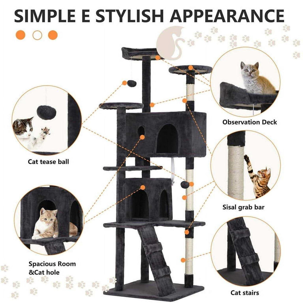 70-in Cat Tree Tower with Scratching Post Y538