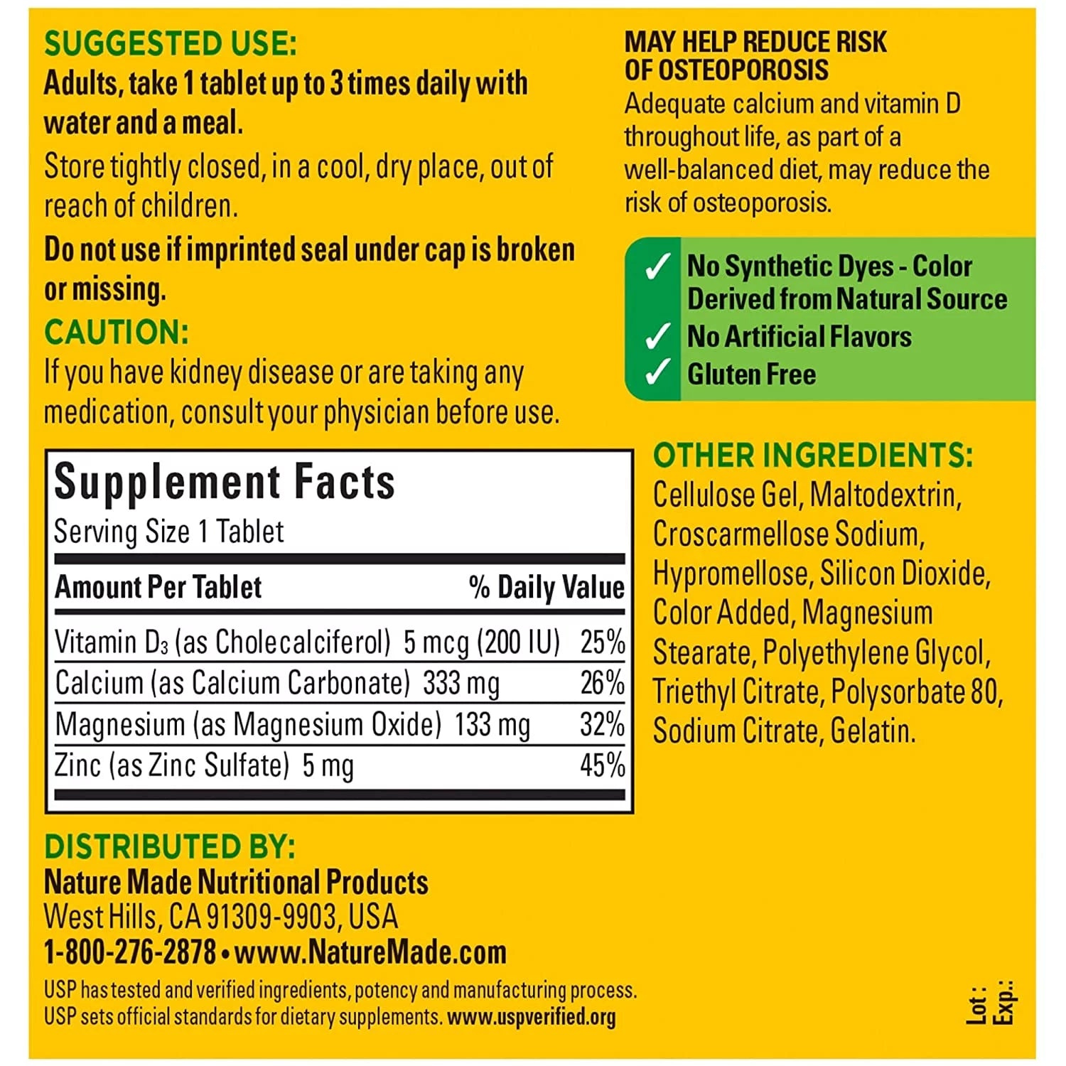 300 ea Calcium Magnesium Zinc Tablets K251981