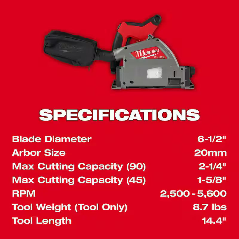 M18 FUEL 18V Cordless Brushless 6-1/2 in. Plunge Cut Track Saw with Track Saw Guide Rail O999
